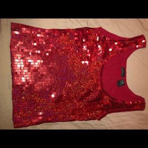 Moda International Red Sparkly Holiday Tank Top